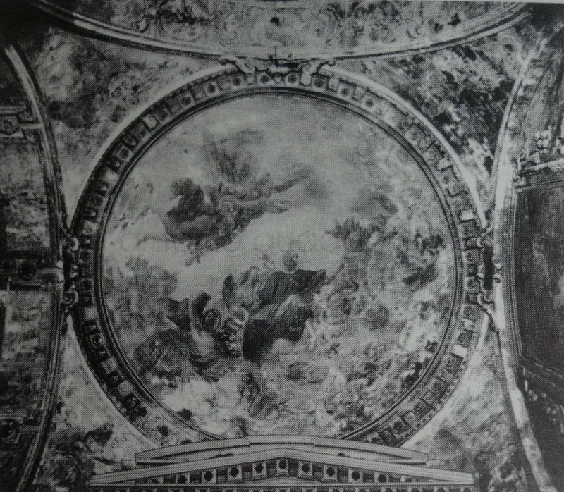 La cupola della chiesa di S. Alessandro a Milano - fotografia d'epoca del dipinto rovinato dall'incendio